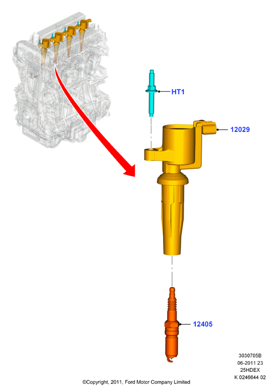 Катушка заж.и провода/свечи заж., 2.5L I4 16v DOHC EFI