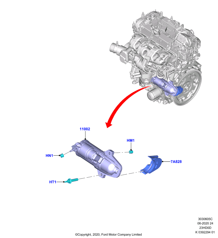 Опоры стартера, 2.3L TiVCT Turbo Charge  (23HD0D_T)