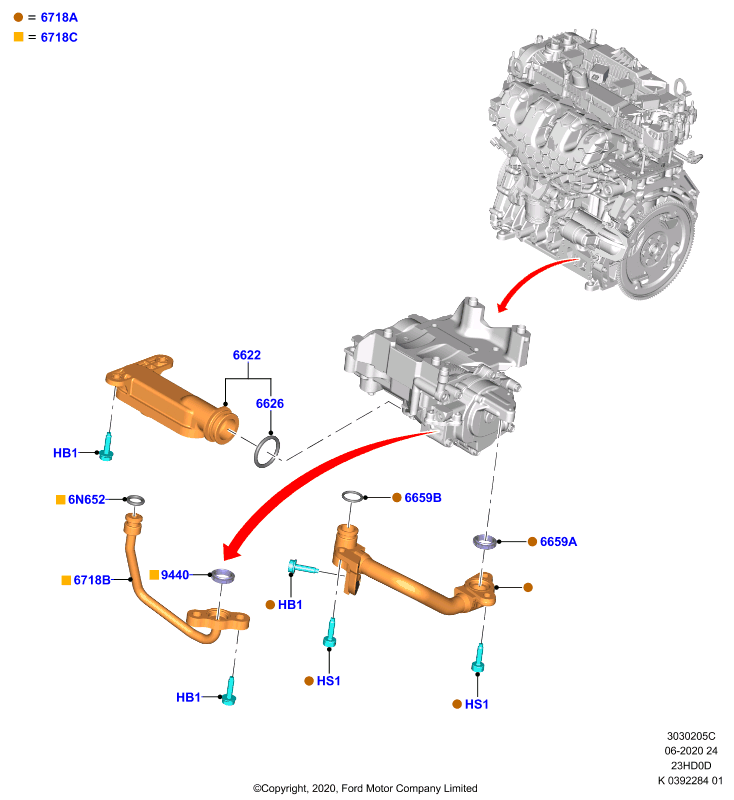 Масляный насос, 2.3L TiVCT Turbo Charge  (23HD0D_T)