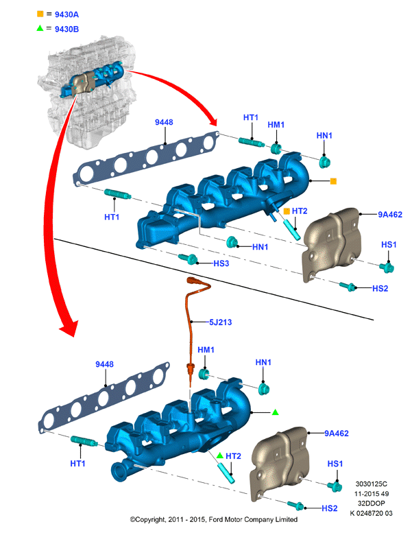 Выпускной коллектор, 3.2 Duratorq Diesel