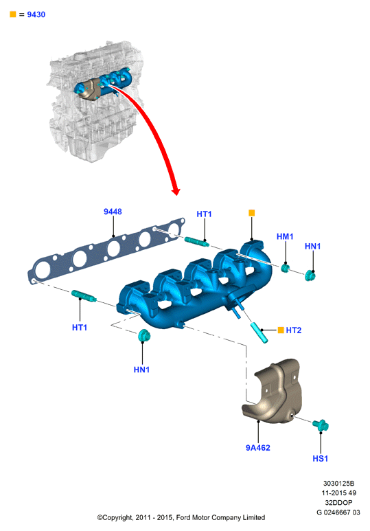 Выпускной коллектор, 3.2 Duratorq Diesel