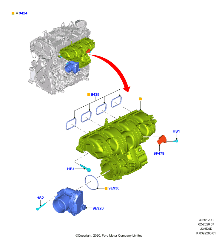 Впускной коллектор, 2.3L TiVCT Turbo Charge  (23HD0D_T)