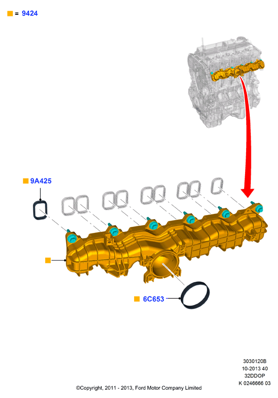 Впускной коллектор, 3.2 Duratorq Diesel