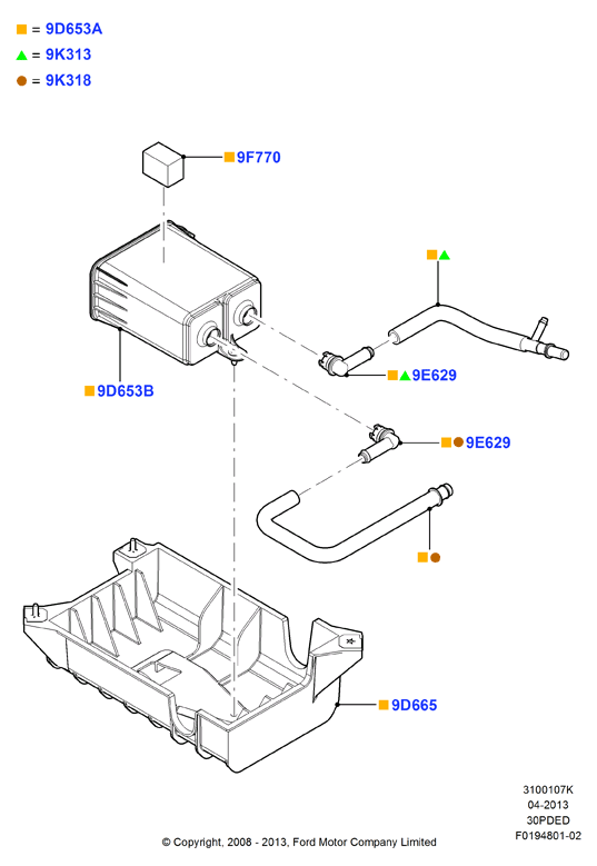 Система улавливания паров топлива, 3.0 V6 DOHC 24v Duratec