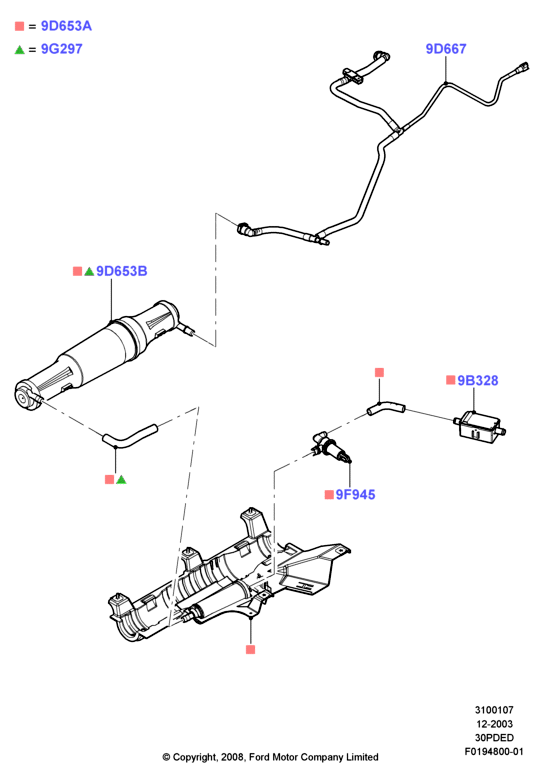 Система улавливания паров топлива, 3.0 V6 DOHC 24v Duratec