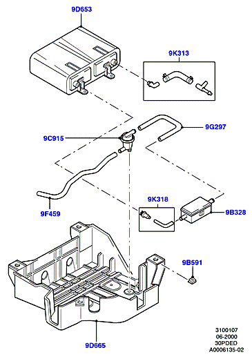 Система улавливания паров топлива, 3.0 V6 DOHC 24v Duratec