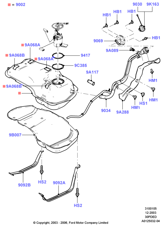 Топл. бак и сопутствующие эле., 3.0 V6 DOHC 24v Duratec