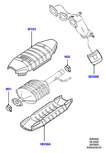 Теплозащитные экраны сист.выпуска, 3.0 V6 DOHC 24v Duratec