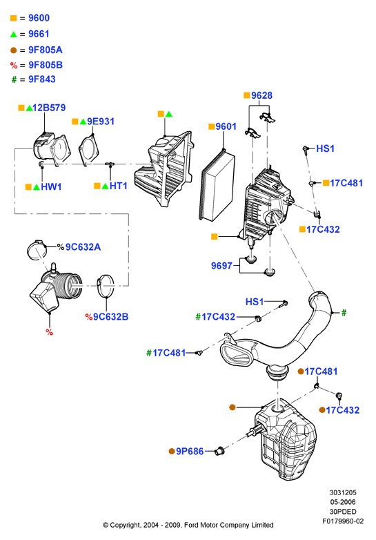 Воздушный фильтр, 3.0 V6 DOHC 24v Duratec