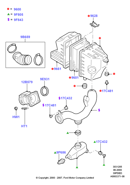 Воздушный фильтр, 3.0 V6 DOHC 24v Duratec