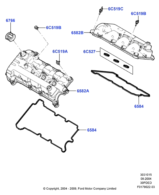 Крышка головки цилиндров, 3.0 V6 DOHC 24v Duratec