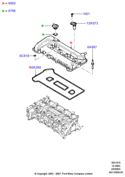 Крышка головки цилиндров, 2.3L I4 16v DOHC EFI