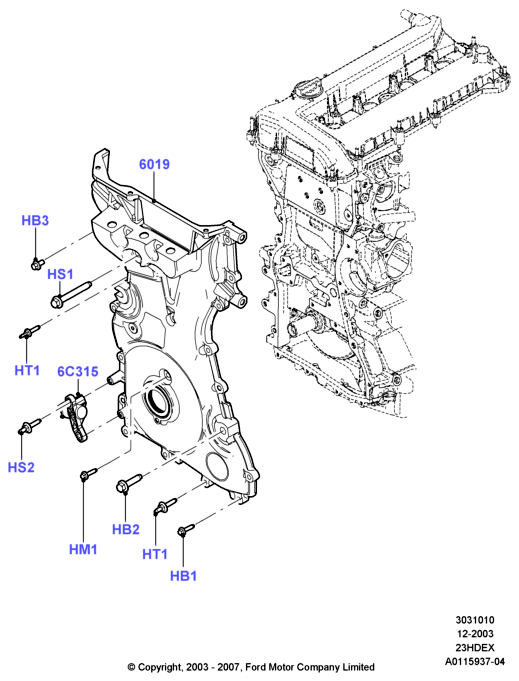 Крышки газораспредели. механизма, 2.3L I4 16v DOHC EFI