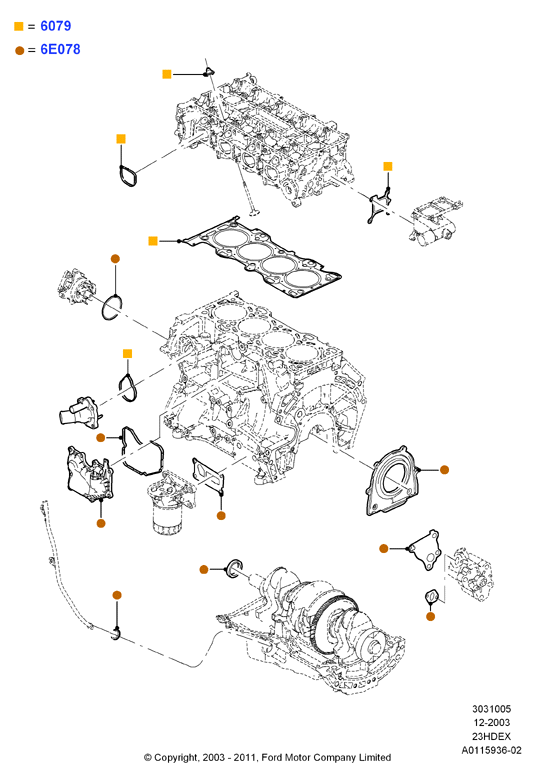 Комплект прокладок двигателя, 2.3L I4 16v DOHC EFI