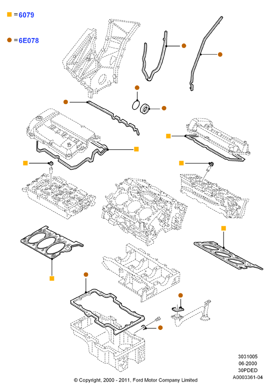 Комплект прокладок двигателя, 3.0 V6 DOHC 24v Duratec