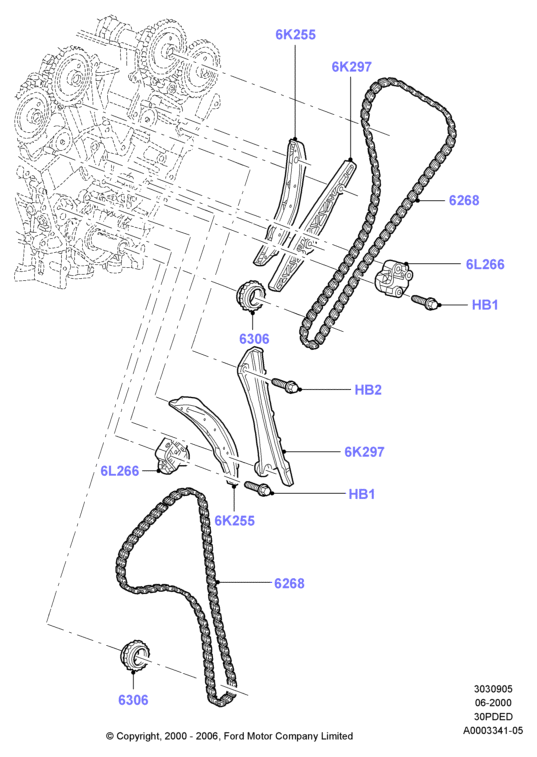 Газораспределительный механизм, 3.0 V6 DOHC 24v Duratec