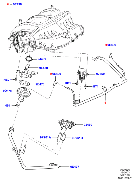 Рециркуляция отработавших газов, 3.0 V6 DOHC 24v Duratec