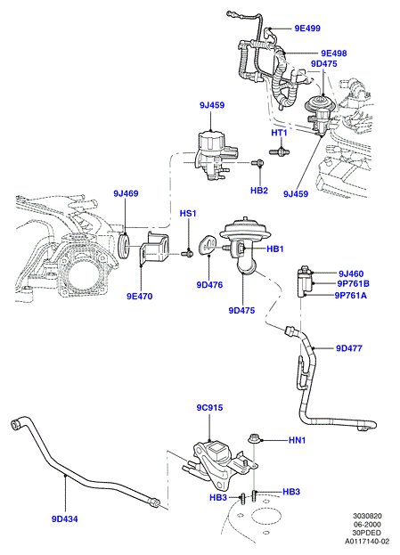 Рециркуляция отработавших газов, 3.0 V6 DOHC 24v Duratec