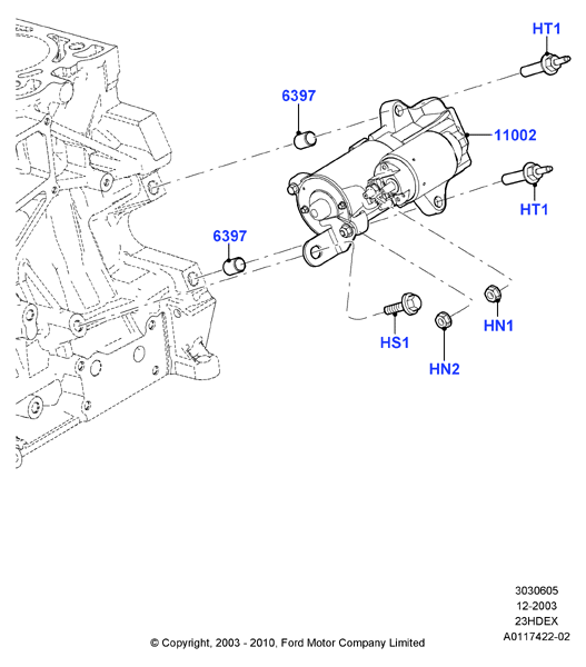 Опоры стартера, 2.3L I4 16v DOHC EFI