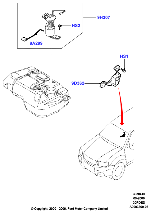 Топливный насос и датчик, 3.0 V6 DOHC 24v Duratec