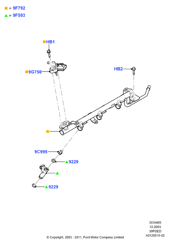 Топливные форсунки и трубопроводы, 3.0 V6 DOHC 24v Duratec
