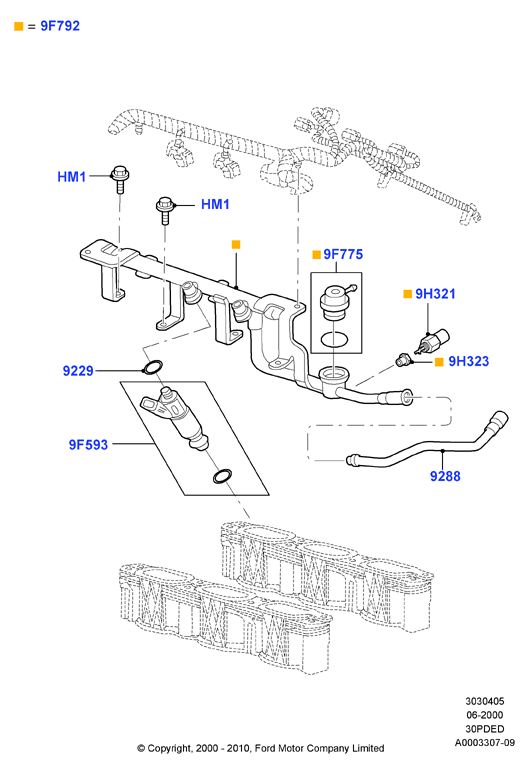 Топливные форсунки и трубопроводы, 3.0 V6 DOHC 24v Duratec