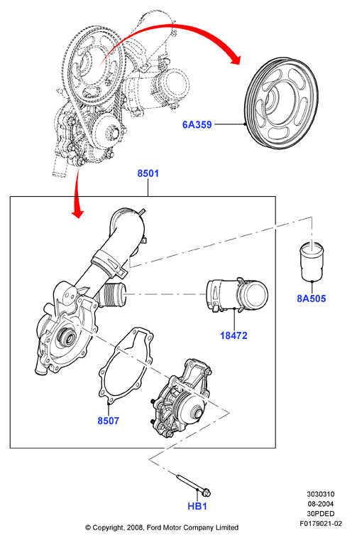 Насос охлаждающей жидкости, 3.0 V6 DOHC 24v Duratec
