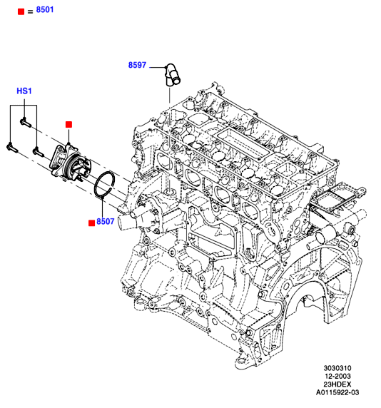 Насос охлаждающей жидкости, 2.3L I4 16v DOHC EFI