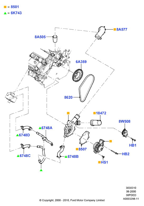 Насос охлаждающей жидкости, 3.0 V6 DOHC 24v Duratec