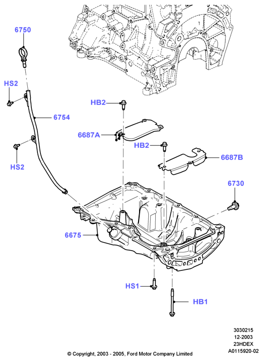 Масл. картер/указат. уровня масла, 2.3L I4 16v DOHC EFI