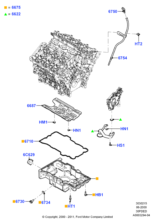 Масл. картер/указат. уровня масла, 3.0 V6 DOHC 24v Duratec