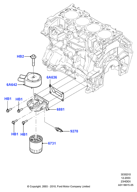 Масляный радиатор и фильтр, 2.3L I4 16v DOHC EFI
