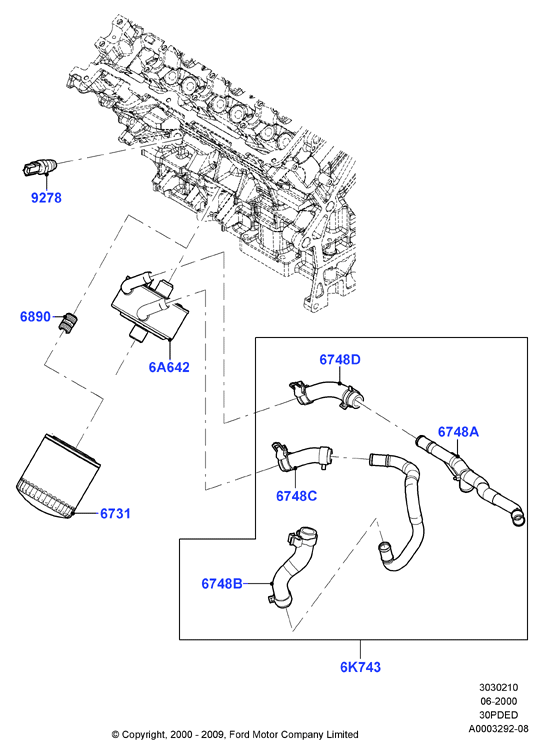 Масляный радиатор и фильтр, 3.0 V6 DOHC 24v Duratec