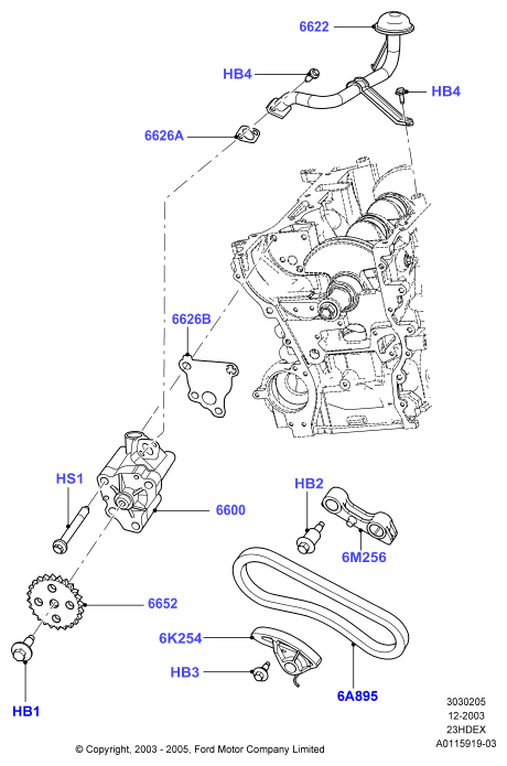 Масляный насос, 2.3L I4 16v DOHC EFI