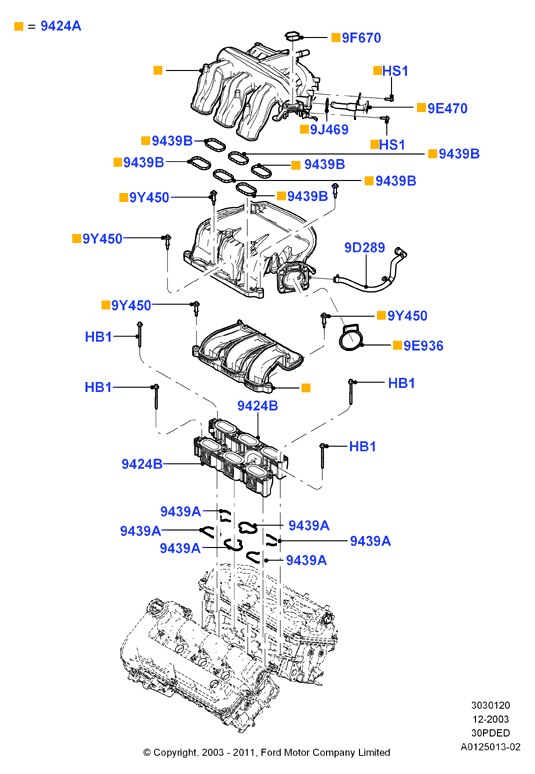 Впускной коллектор, 3.0 V6 DOHC 24v Duratec