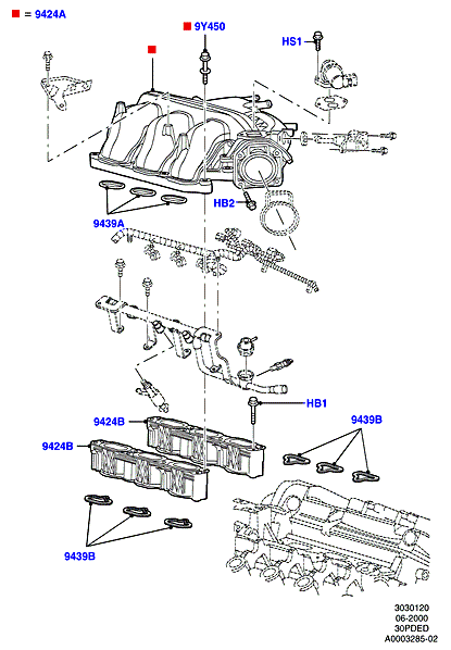 Впускной коллектор, 3.0 V6 DOHC 24v Duratec
