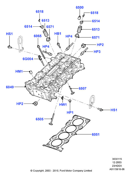 Головка цилиндров, 2.3L I4 16v DOHC EFI