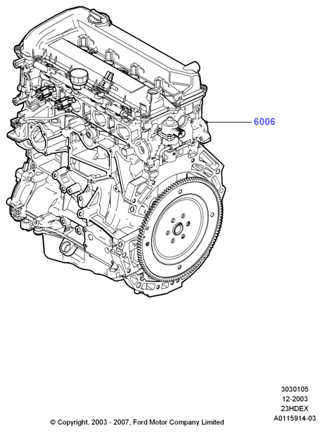 Сервисн.двиг.и неукомпл.блок цил., 2.3L I4 16v DOHC EFI