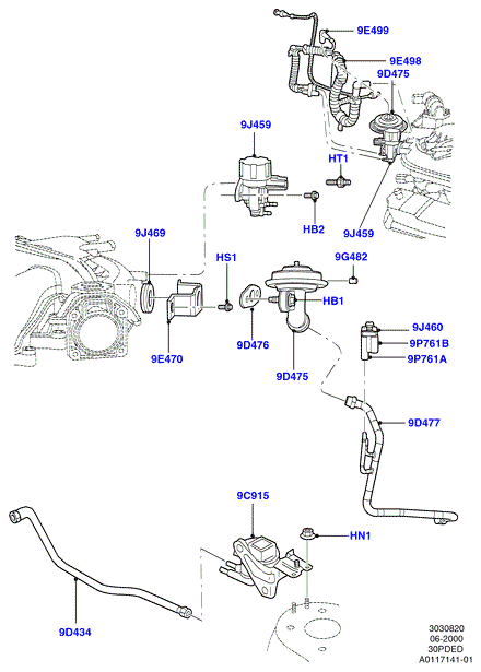 Рециркуляция отработавших газов, 3.0 V6 DOHC 24v Duratec