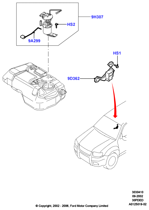 Топливный насос и датчик, 3.0 V6 DOHC 24v Duratec