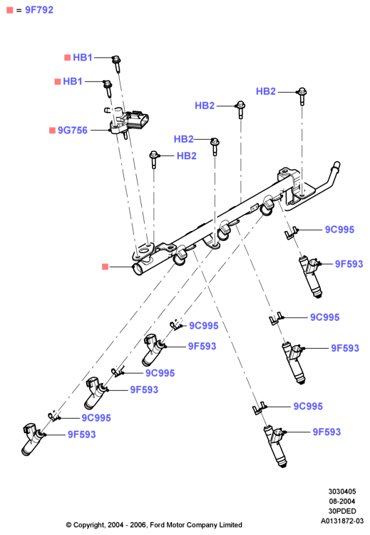 Топливные форсунки и трубопроводы, 3.0 V6 DOHC 24v Duratec