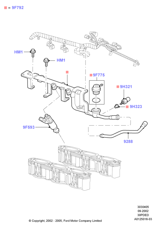 Топливные форсунки и трубопроводы, 3.0 V6 DOHC 24v Duratec