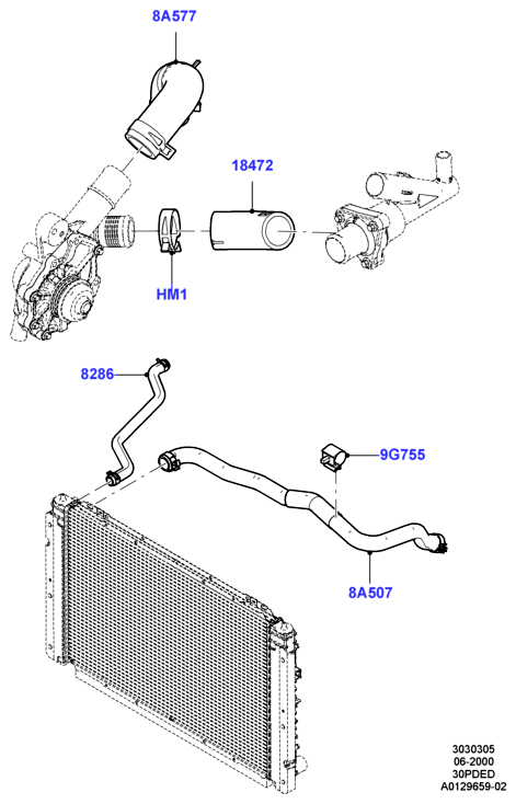 Трубопр.и шланги сист.охлажд., 3.0 V6 DOHC 24v Duratec