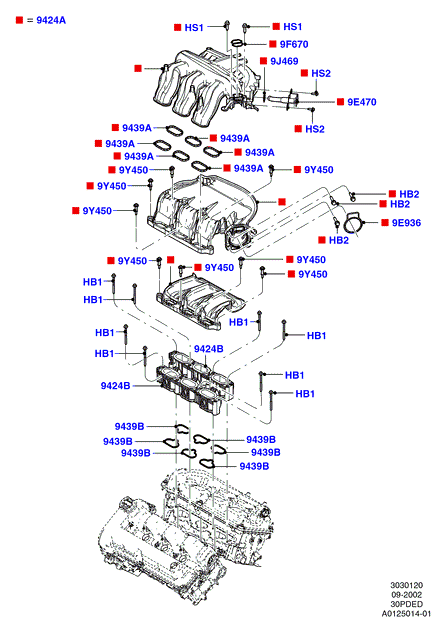 Впускной коллектор, 3.0 V6 DOHC 24v Duratec