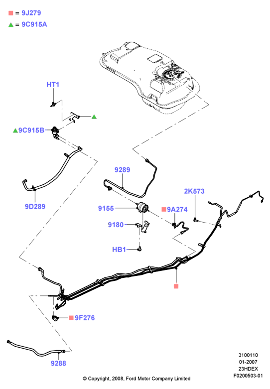 Топливные магистрали, 2.3L I4 16v DOHC EFI
