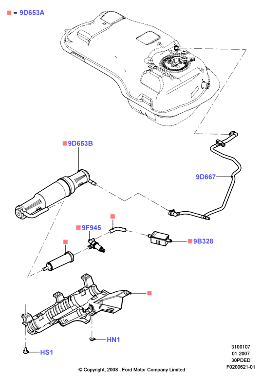 Система улавливания паров топлива, 3.0 V6 DOHC 24v Duratec