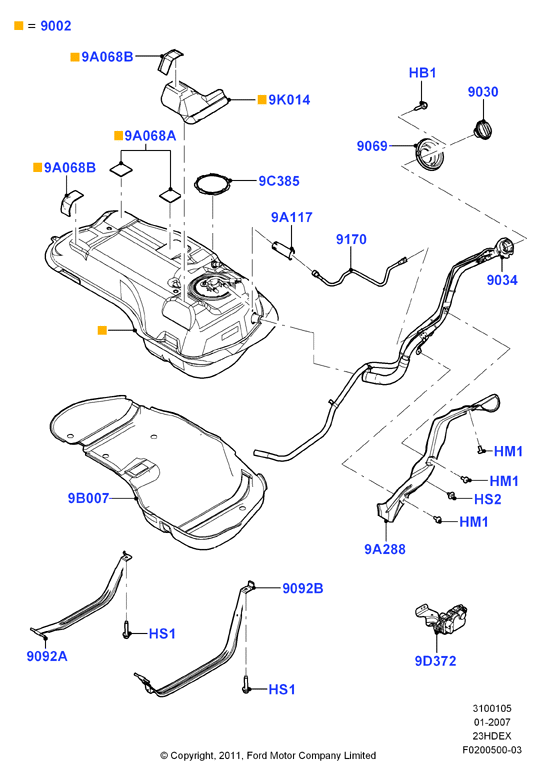 Топл. бак и сопутствующие эле., 2.3L I4 16v DOHC EFI