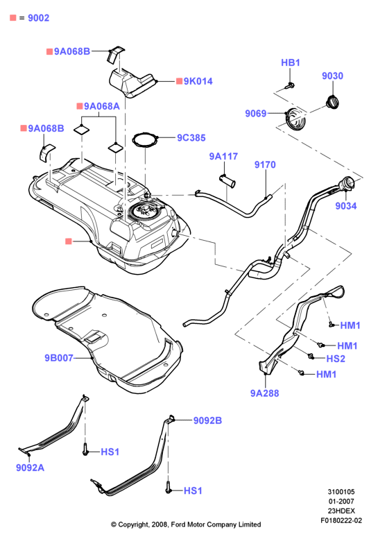 Топл. бак и сопутствующие эле., 2.3L I4 16v DOHC EFI