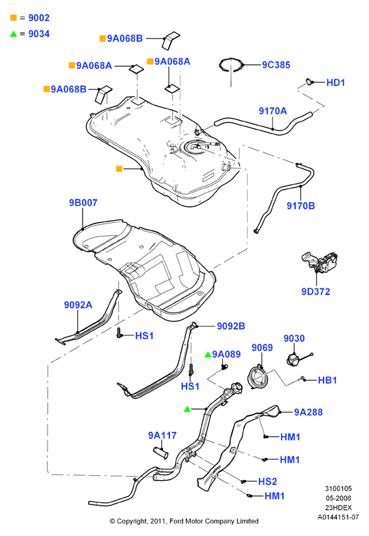 Топл. бак и сопутствующие эле., 2.3L I4 16v DOHC EFI