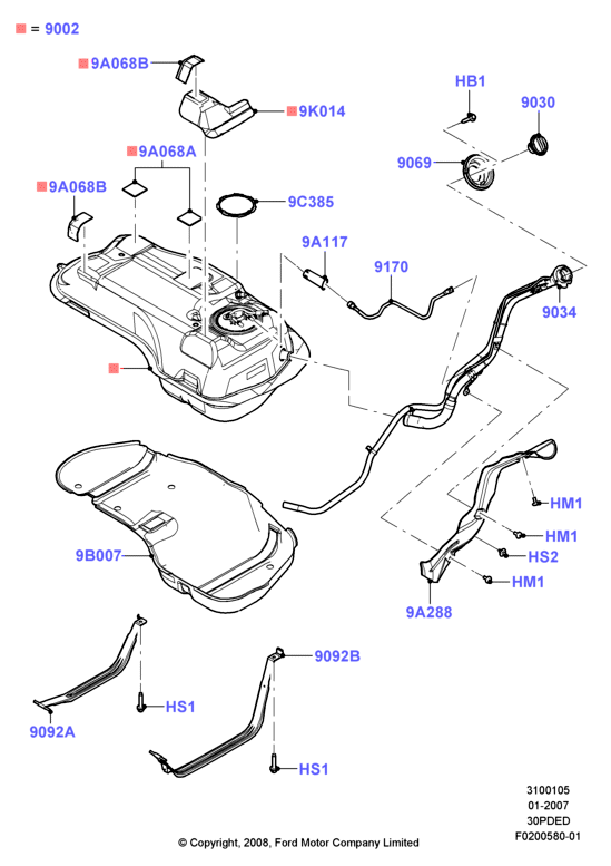 Топл. бак и сопутствующие эле., 3.0 V6 DOHC 24v Duratec